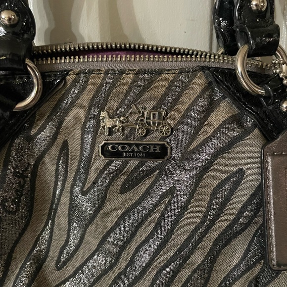 Vintage Coach Zebra Print Satchel in Black and Silver - Picture 2 of 16